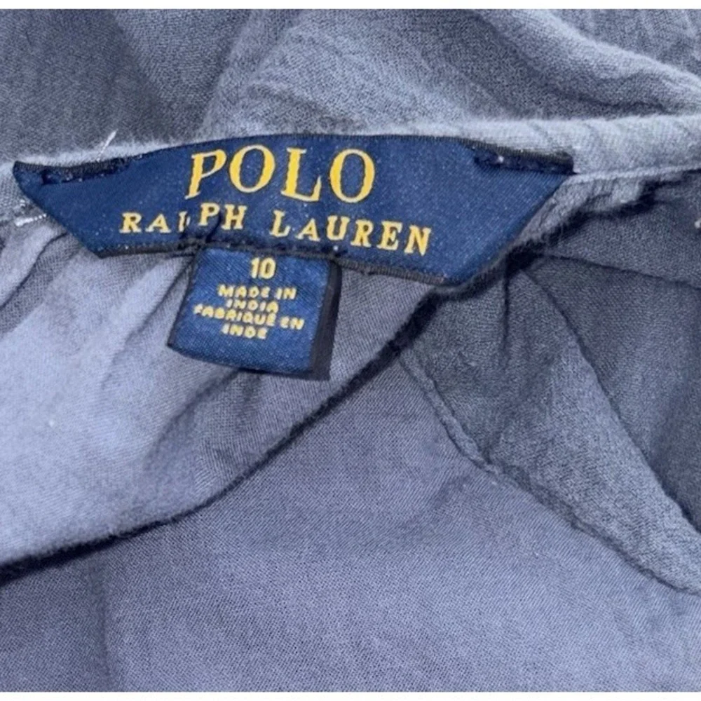 Polo Ralph Lauren Dress Flowy Ruffles Blue Girls 10 Peasant‎ Prairie Cottagecore